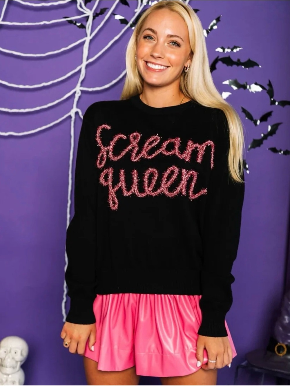 QUEEN OF SPARKLES scream Queen Halloween sweater